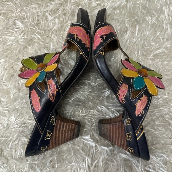 Spring Step L’artiste Sandals Pink Flowers Women’s Size 9 - Picture 4 of 5